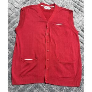 VTG Lavane New York Sweater Vest Mens XL Red V Neck Casual Preppy Ribbed